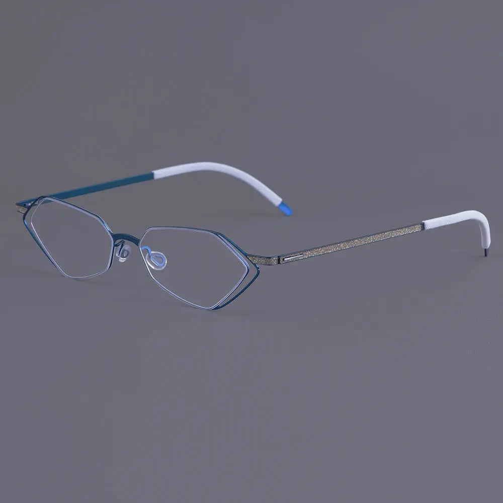 Bobbie 339451 Unisex Screwless Full Rim Polygon Oval Titanium Frames FuzWeb