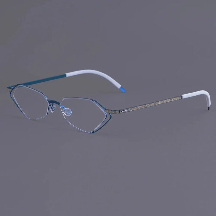 Bobbie 339451 Unisex Screwless Full Rim Polygon Oval Titanium Frames FuzWeb