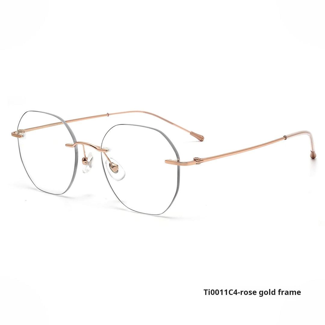 Xbora Women's Rimless Flat Top Oval Titanium-Alloy Eyeglasses 540011