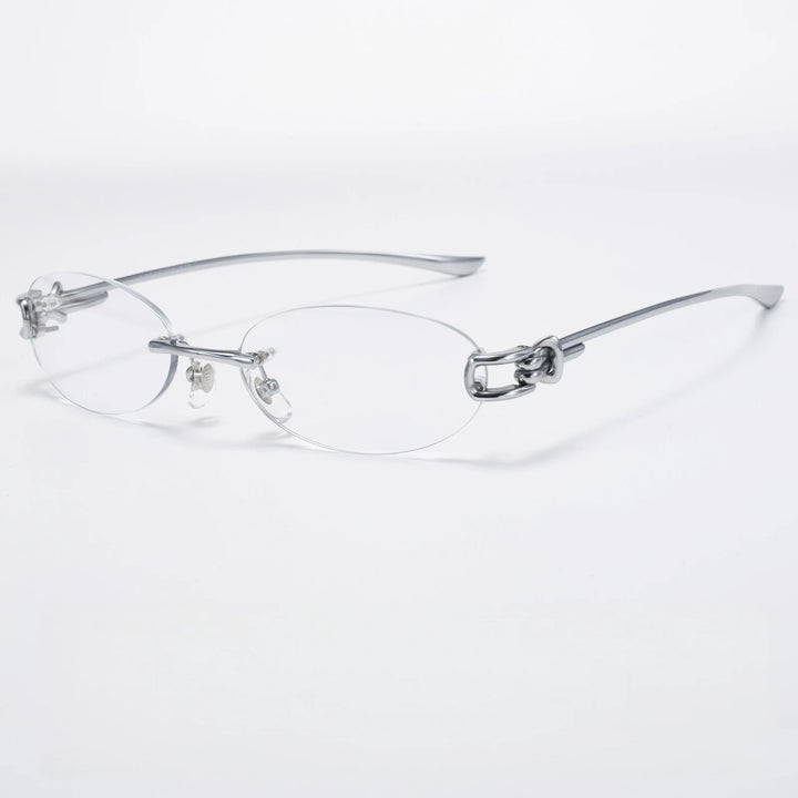Yimaruili Unisex Rimless Oval Pure Titanium Eyeglasses 0670WK — view 4 | Yimaruili at FuzWeb