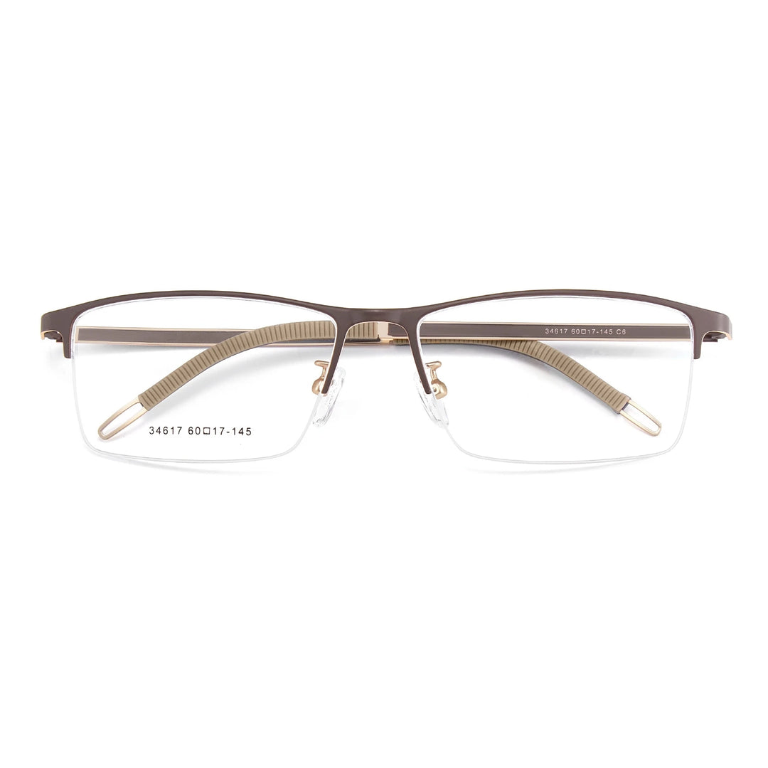 Yimaruili Men's Semi Rim Wide Front Square Alloy Eyeglasses Y34617 Full Rim Yimaruili Eyeglasses   