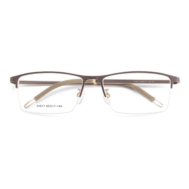 Yimaruili Men's Semi Rim Wide Front Square Alloy Eyeglasses Y34617 Full Rim Yimaruili Eyeglasses   