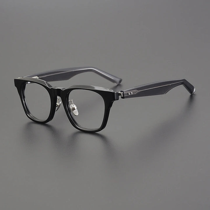 Gatenac Unisex Full Rim Square Acetate Eyeglasses Gxyj1188 Full Rim Gatenac Black  