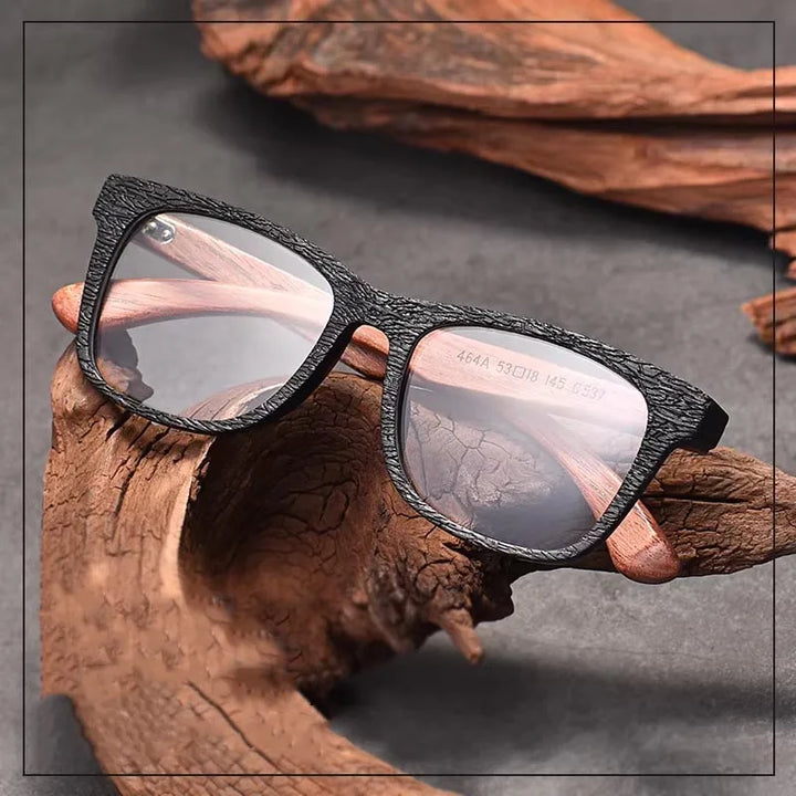 Hdcrafter Mens Full Rim Square Wood Frames 464000 — view 1 | Hdcrafter Eyeglasses at FuzWeb