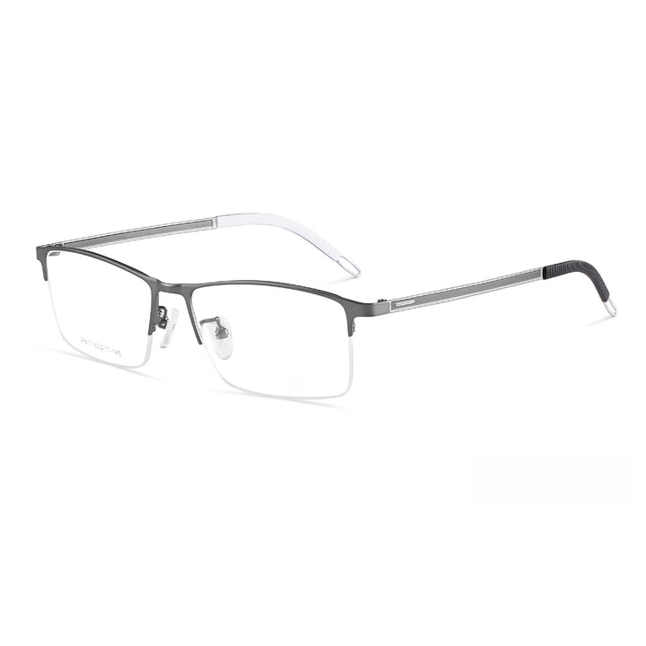 Yimaruili Men's Semi Rim Wide Front Square Alloy Eyeglasses Y34617 Full Rim Yimaruili Eyeglasses Space Grey  