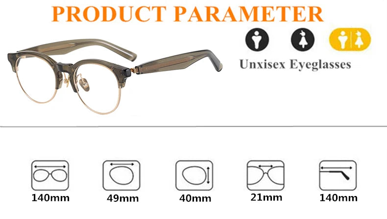 Black Mask Unisex Full Rim Round Brow Line Acetate Eyeglasses 41192 Full Rim Black Mask   