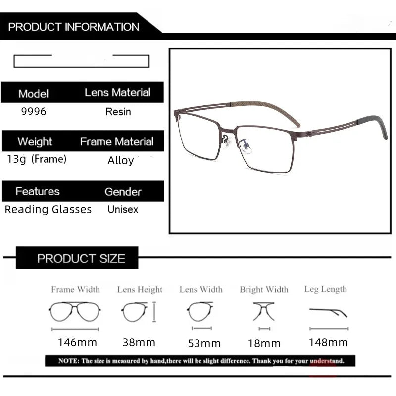 Kocolior Unisex Full Rim Polygon Square Alloy Reading Glasses 79996