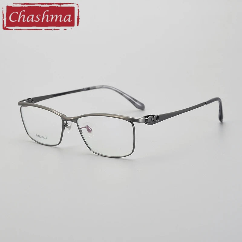 Summer Flower Men's Full Rim Big Square Brow Line Titanium Eyeglasses 86111 Full Rim Summer Flower Gray