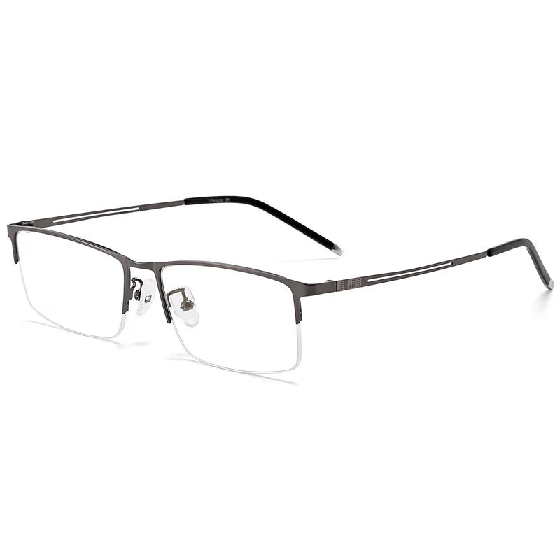 Reven Jate Men's Semi Rim Square Alloy Eyeglasses 990070 Semi Rim Reven Jate Grey  