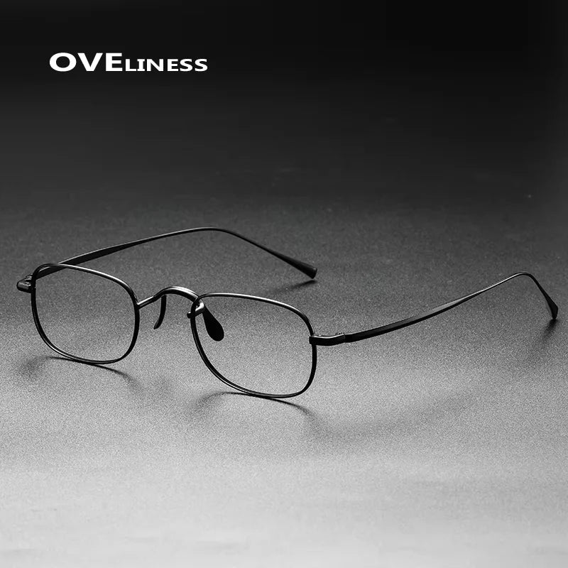 Oveliness Unisex Full Rim Small Square Titanium Eyeglasses 41065 Full Rim Oveliness black