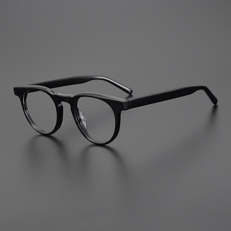 Gatenac Unisex Full Rim Round Acetate Eyeglasses Gxyj1030 Full Rim Gatenac Black  