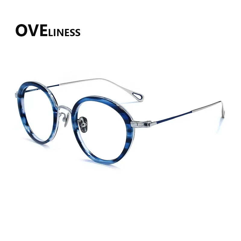 Oveliness Women's Full Rim Oval Acetate Titanium Eyeglasses 922159