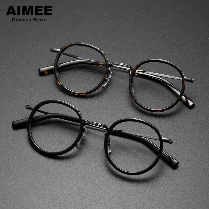 Aimee Unisex Full Rim Round Titanium Acetate Eyeglasses 2804