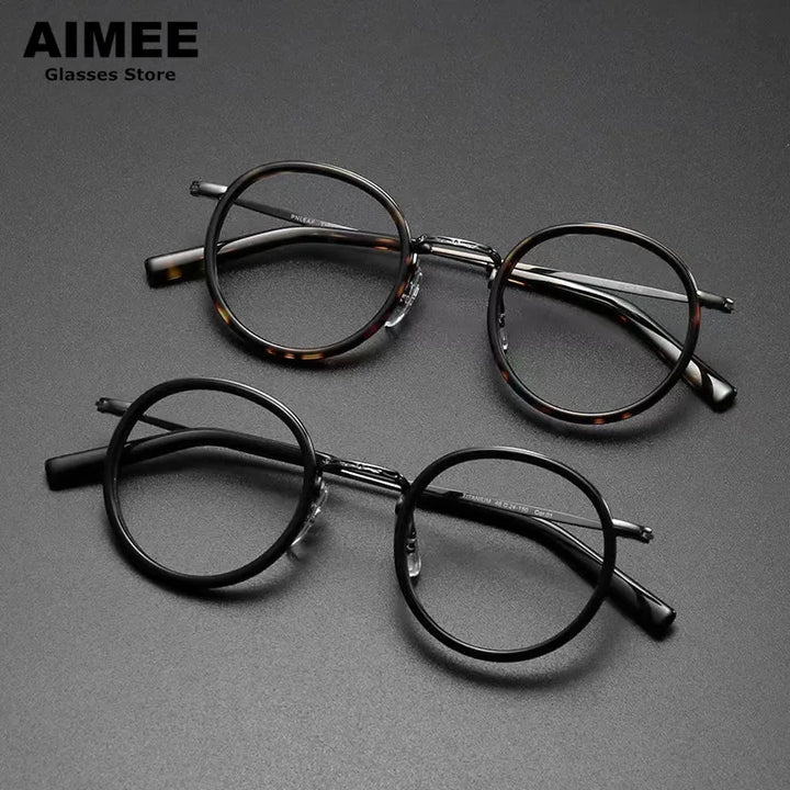 Aimee Unisex Full Rim Round Titanium Acetate Eyeglasses 2804