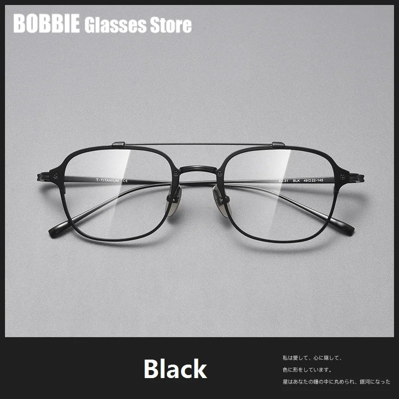 Bobbie Unisex Full Rim Square Double Bridge Titanium Eyeglasses 671319