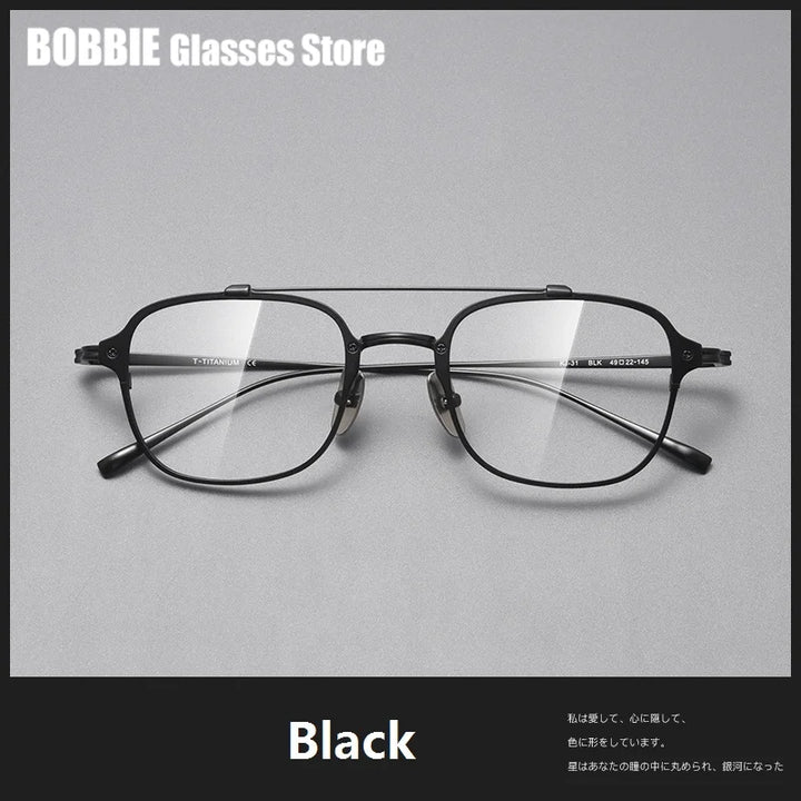 Bobbie Unisex Full Rim Square Double Bridge Titanium Eyeglasses 671319