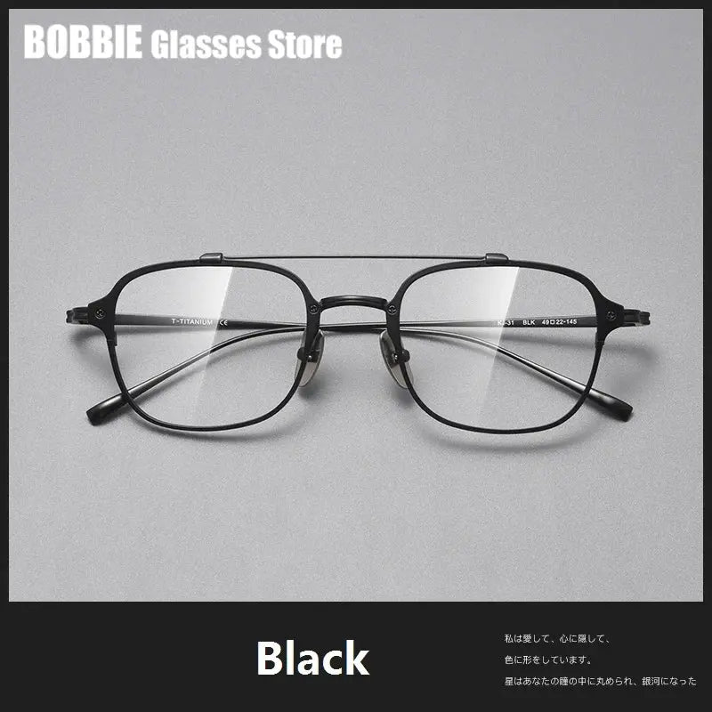 Bobbie 316900 Unisex Square Double Bridge Titanium Full Rim Frames FuzWeb