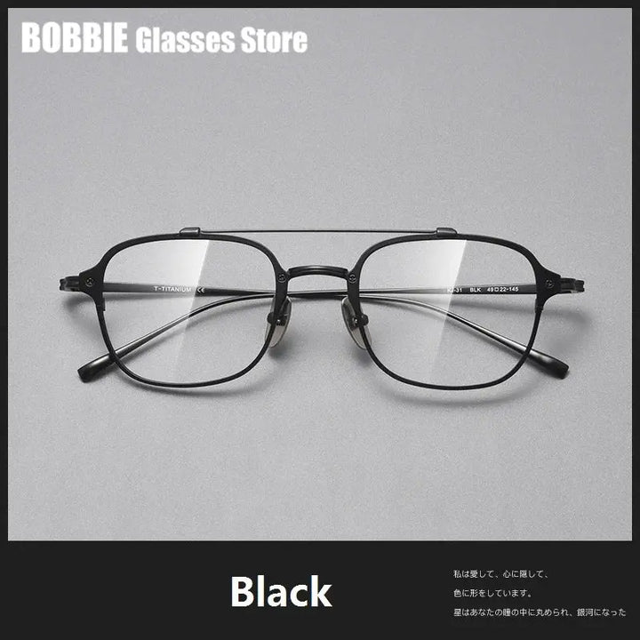 Bobbie 316900 Unisex Square Double Bridge Titanium Full Rim Frames FuzWeb