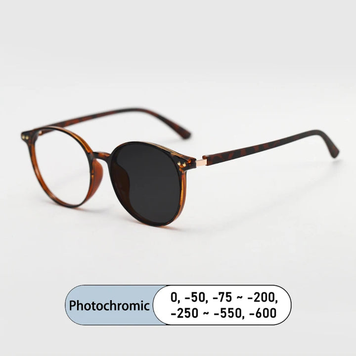 Kocolior Women's Full Rim Round Tr 90 Alloy Photochromic Reading Glasses 38055