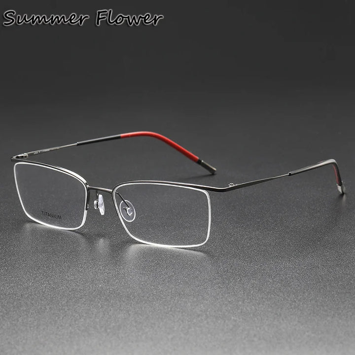Summer Flower Unisex Semi Rim Square Titanium Eyeglasses 55027