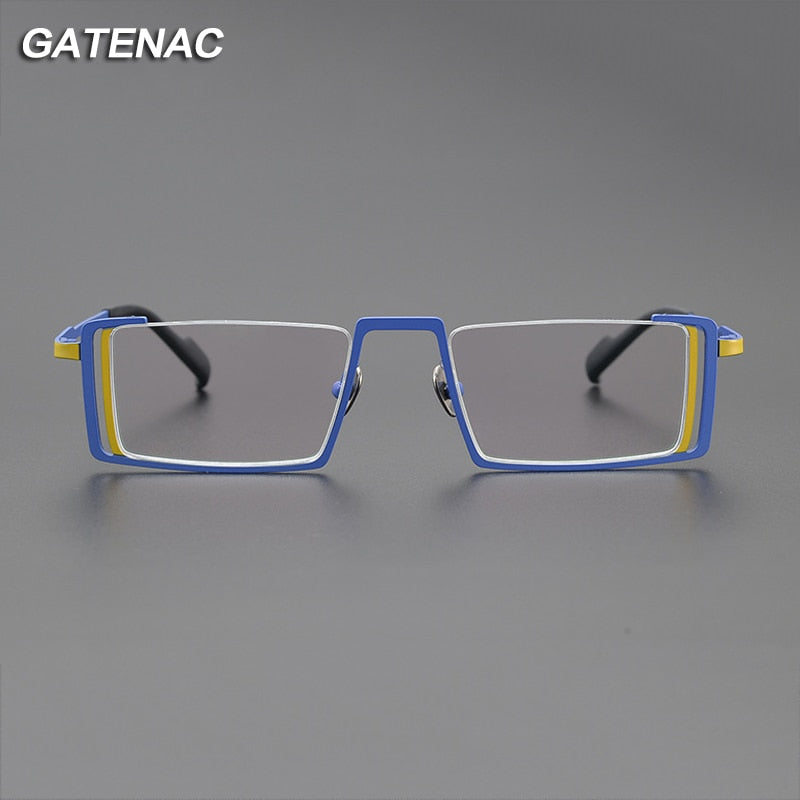 Gatenac Unisex Full Rim Square Titanium Eyeglasses Gxyj1083 Full Rim Gatenac   