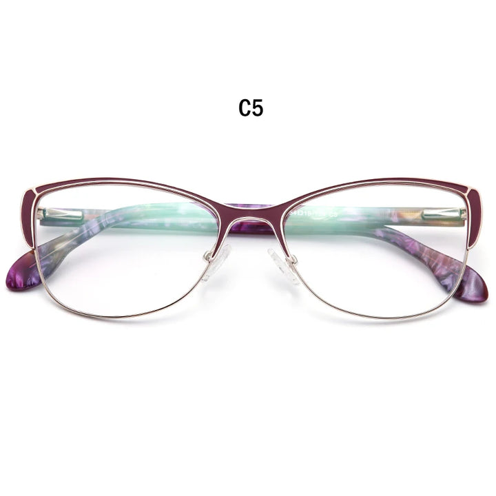 Muzz Women's Full Rim Square Cat Eye Alloy Acetate Eyeglasses 360122