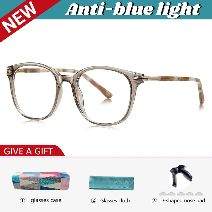 Vicky Unisex Full Rim Round Square Tr 90 Alloy Reading Glasses 77216