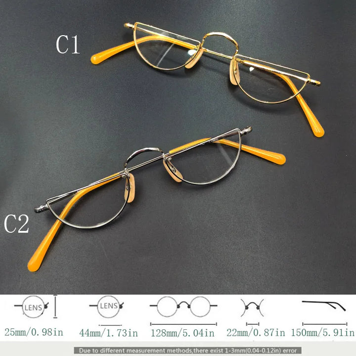 Yujo Unisex Semi Rim Cat-Eye Pure Titanium Eyeglasses 01 — view 2 | Yujo at FuzWeb