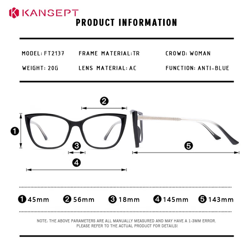 Kansept Women's Full Rim Cat Eye Tr 90 Alloy Reading Glasses 712137