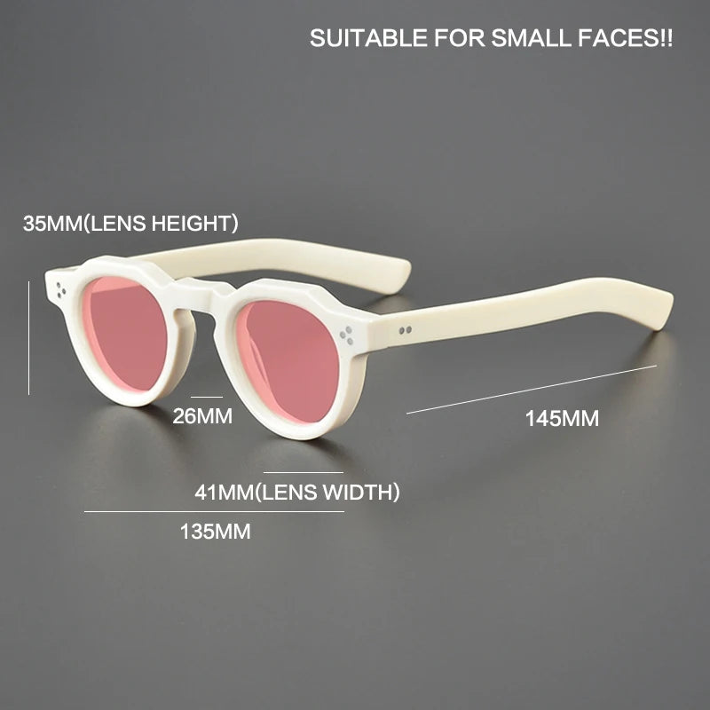 Gatenac Unisex Full Rim Flat Top Round Acetate Polarized Sunglasses M002 Sunglasses Gatenac   