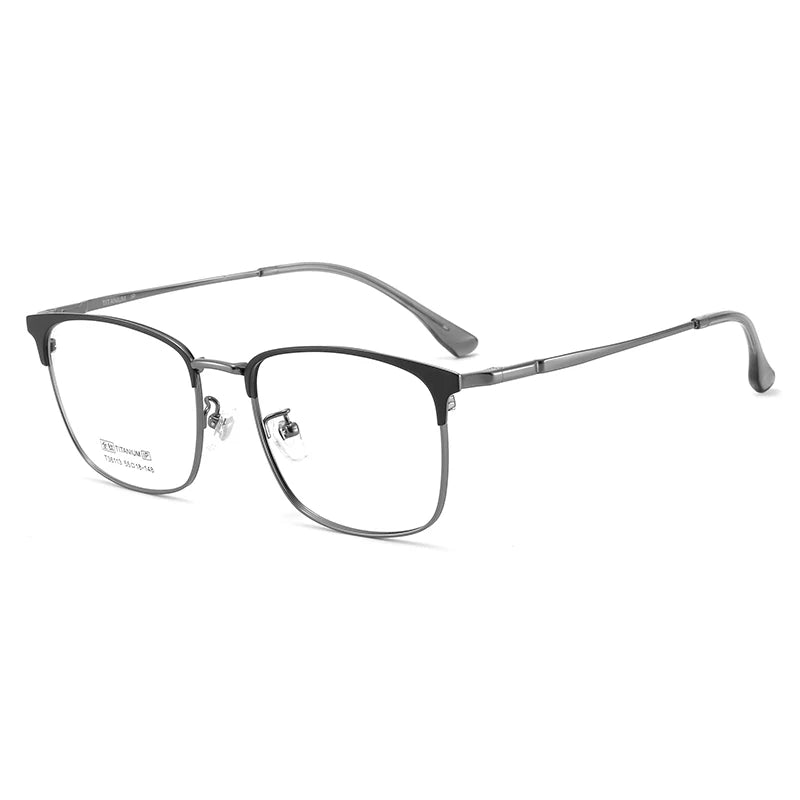 Zirosat Men's Full Rim Square Titanium Eyeglasses 36113 Full Rim Zirosat black-grey  