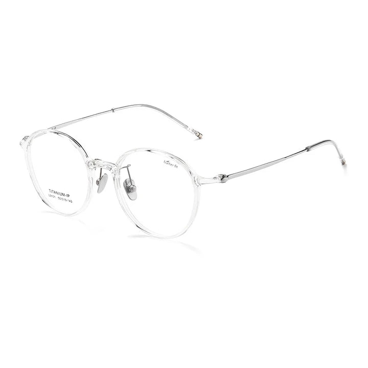 Gmei Women's Full Rim Round Titanium Acetate Eyeglasses 9101 Full Rim Gmei Optical Transparent  