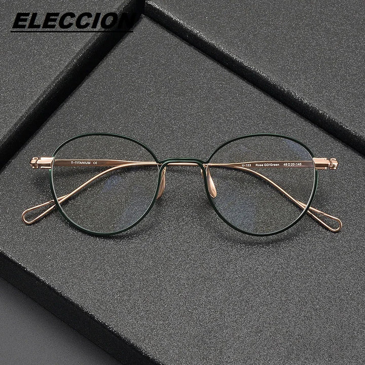 Eleccion Unisex Full Rim Oval Round Titanium Eyeglasses 21153