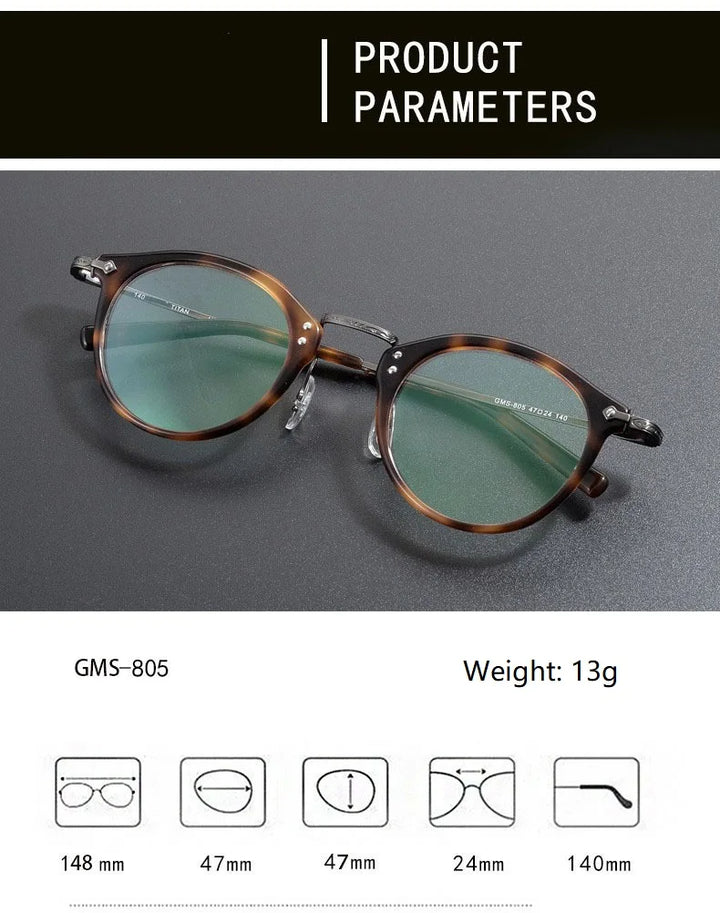 Bobbie Unisex Full Rim Round Acetate Titanium Eyeglasses 967805