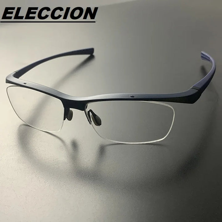 Eleccion Men's Semi Rim Square Tr 90 Titanium Sport Eyeglasses 17027