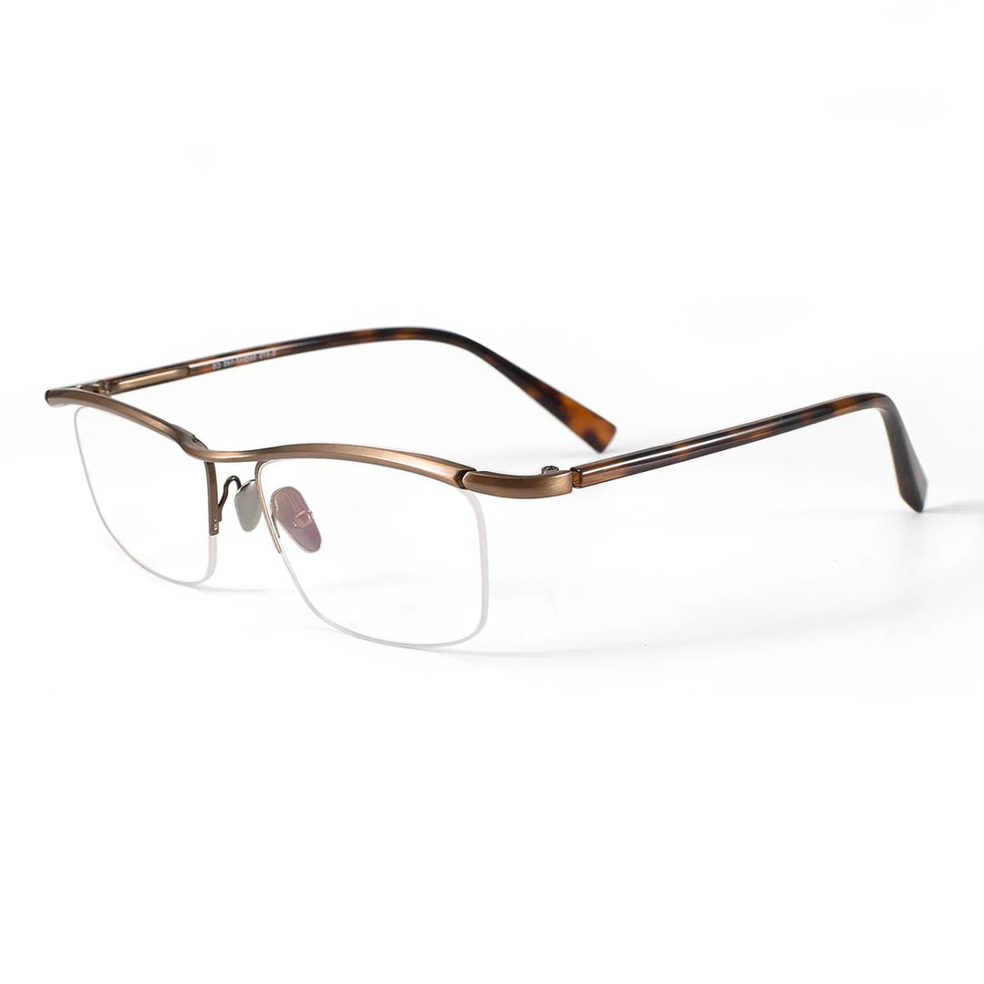 Muzz Men's Semi Rim Square Brow Line Titanium Eyeglasses 921876
