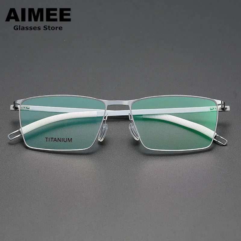 Aimee Unisex Full Rim Square Screwless Titanium Eyeglasses 46119 Full Rim Aimee   