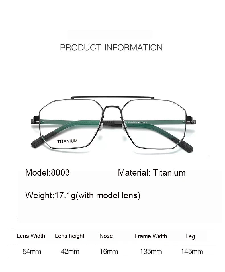 Aimee Women's Full Rim Square Double Bridge Titanium Eyeglasses 98003 Full Rim Aimee