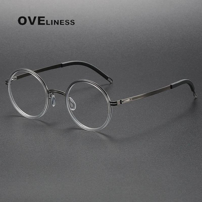 Oveliness Women's Full Rim Round Screwless Titanium Eyeglasses 822321