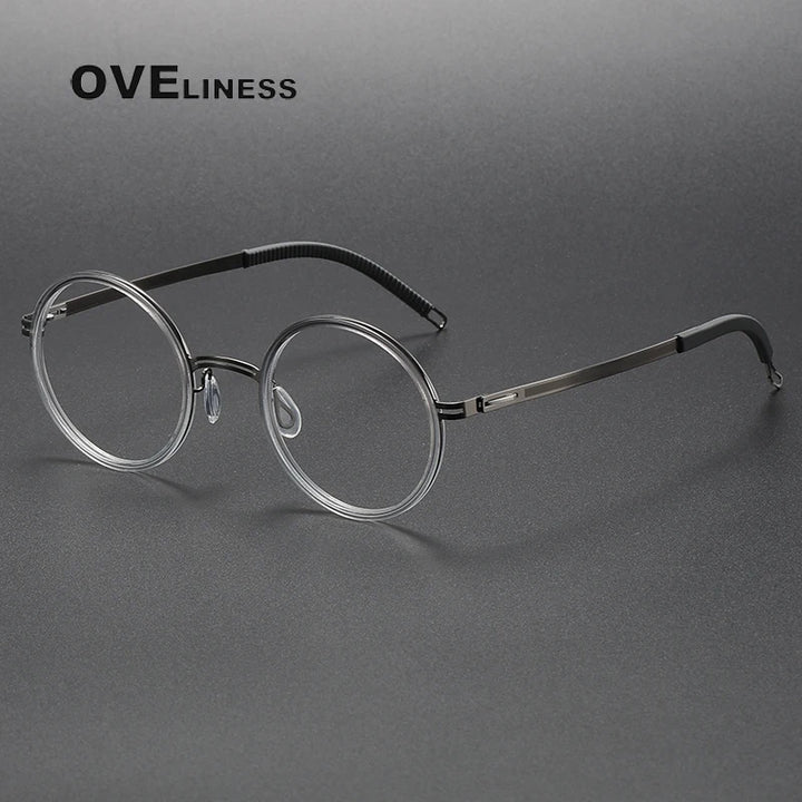 Oveliness Women's Full Rim Round Screwless Titanium Eyeglasses 822321
