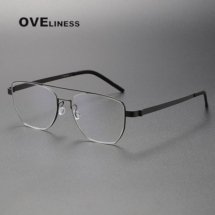 Oveliness Unisex Full Rim Square Double Bridge Titanium Eyeglasses 9622 Full Rim Oveliness black  