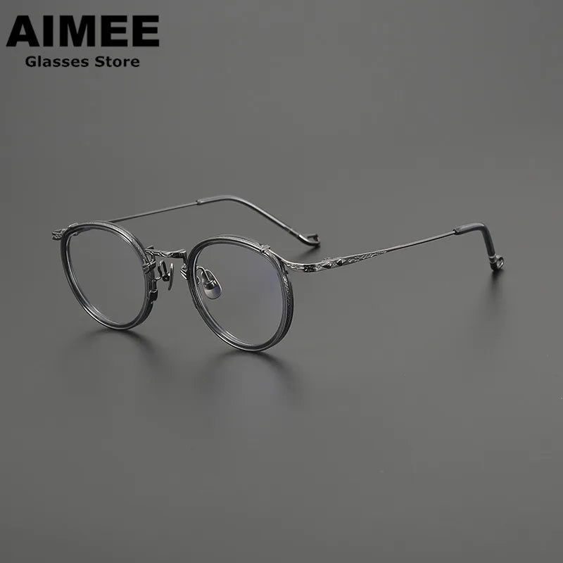 Aimee Unisex Full Rim Round Titanium Acetate Eyeglasses 47713