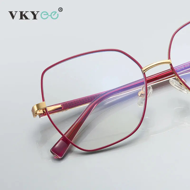 Vicky Women's Full Rim Polygon Cat Eye Stainless Steel Reading Glasses 3076 Reading Glasses Vicky   