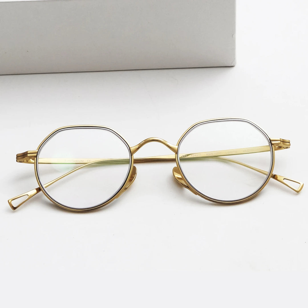 Black Mask Women's Full Rim Flat Top Round Titanium Eyeglasses 361221