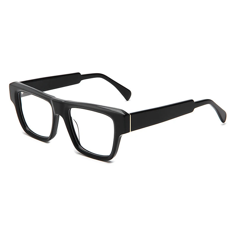 Gatenac Unisex Full Rim Brow Line Square Thick Acetate Eyeglasses 1533 Full Rim Gatenac Black  