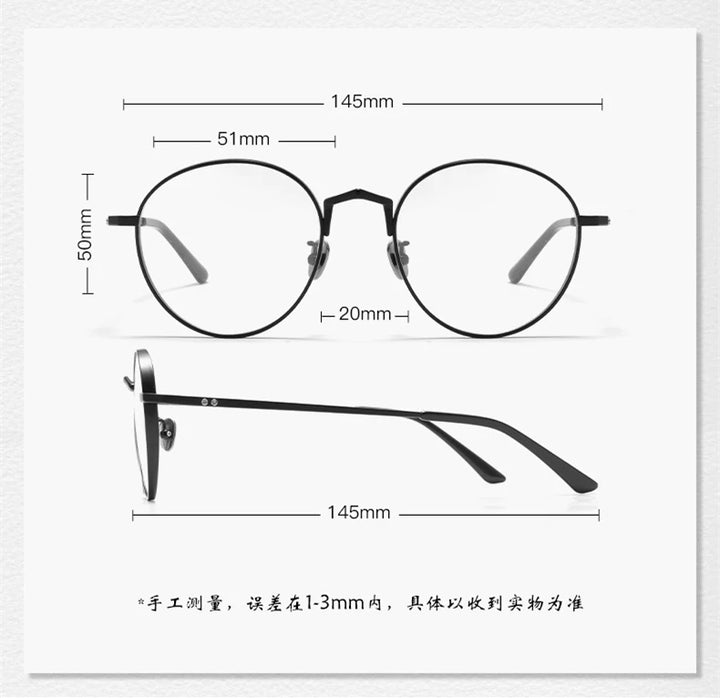 Black Mask Unisex Full Rim Oval Round Titanium Eyeglasses 388006