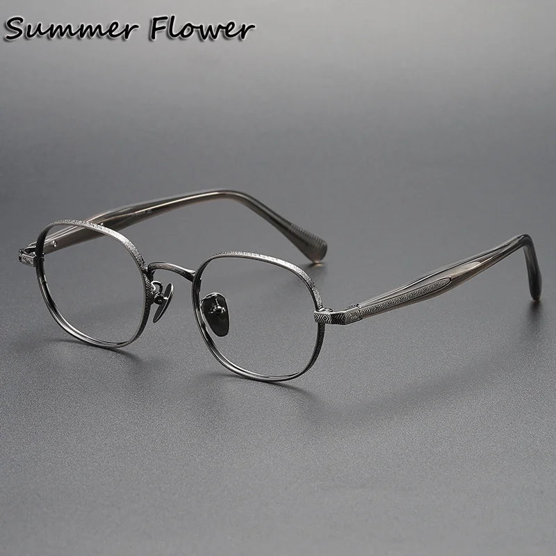 Summer Flower Women's Full Rim Square Oval Titanium Eyeglasses 641465