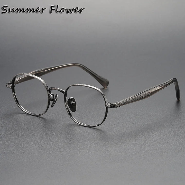 Summer Flower Women's Full Rim Square Oval Titanium Eyeglasses 641465