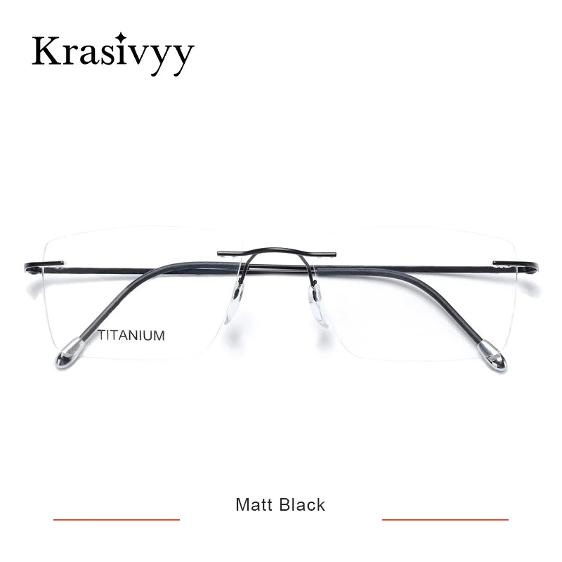 Krasivyy Unisex Rimless Square Titanium Eyeglasses 71611