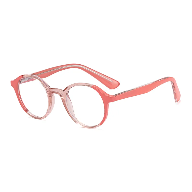 Ralferty Unisex Youth's Full Rim Round Acetate Eyeglasses R992 Full Rim Ralferty C7 Orange Pink CHINA 